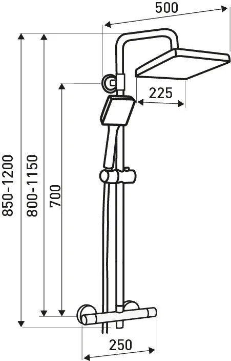 Set de duș Vesuvio BL negru cu baterie termostatică