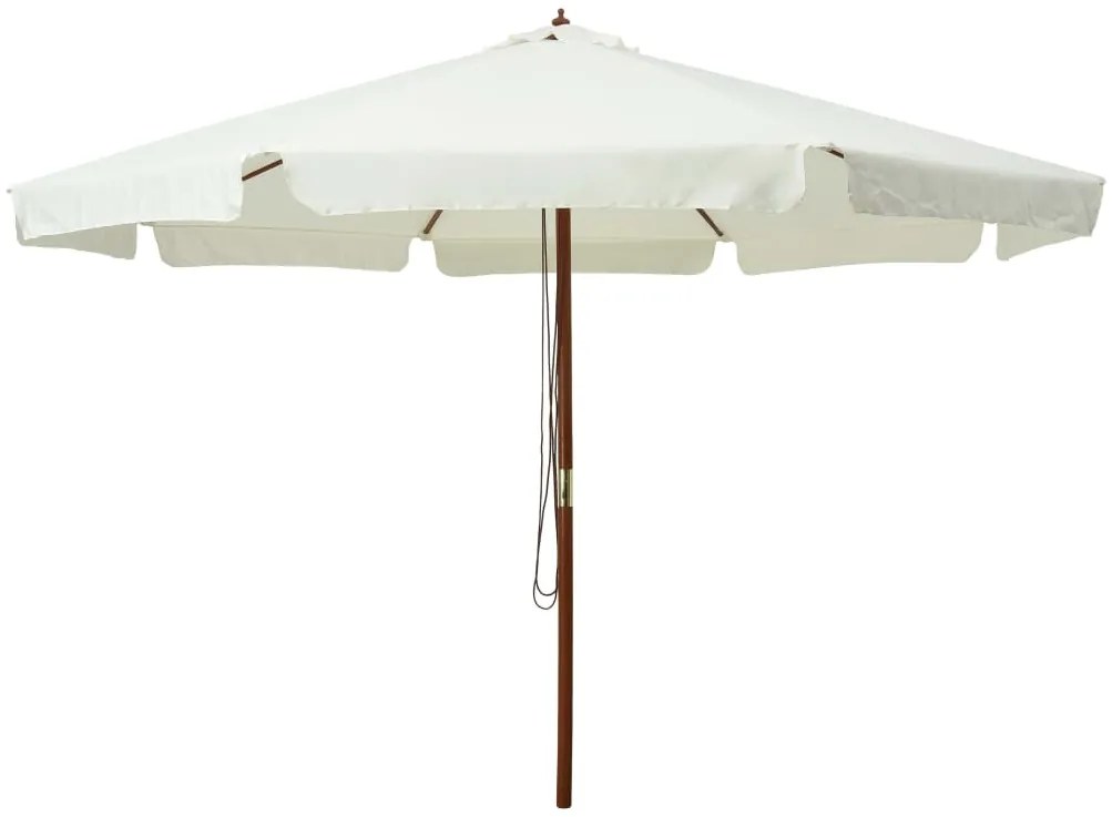 vidaXL Umbrelă soare de exterior, stâlp din lemn, alb nisipiu, 330 cm