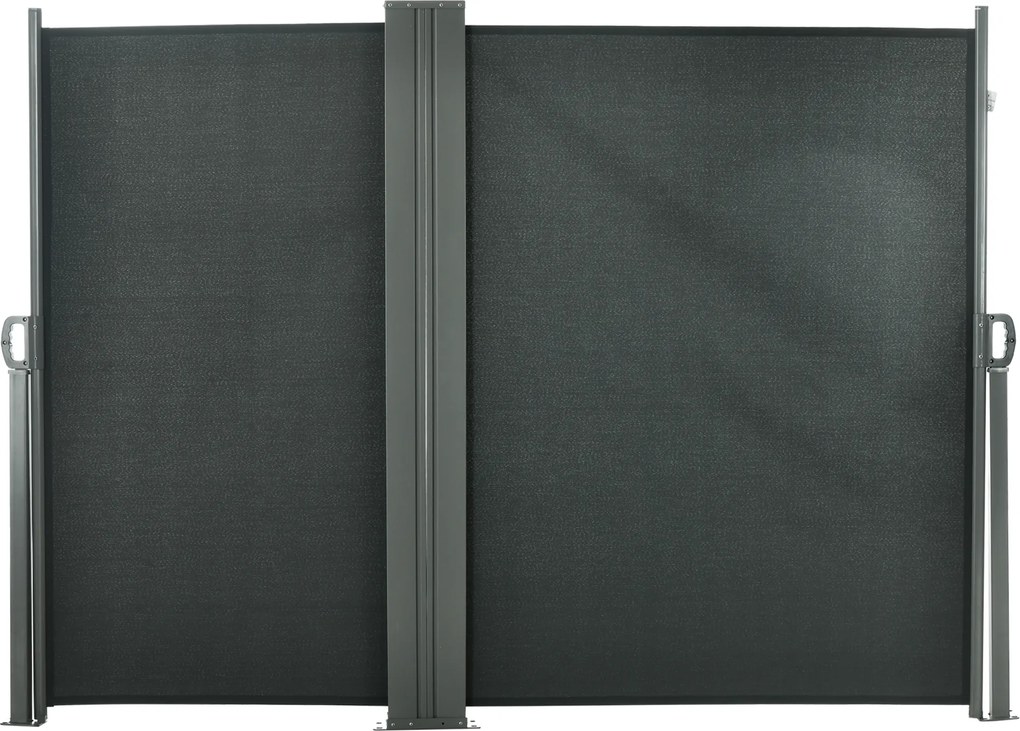 Outsunny Perdea Laterală Retractabilă cu Mâner, Paravan din Metal și Poliester 180 g/m², Anti-UV, pentru Intimitate Exterior, pentru Balcon Grădină, 600x180 cm, Gri | Aosom Romania