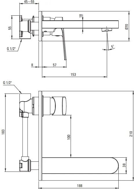 Alpinia Black baterie de lavoar montaj incastrat finisaj negru BGA_N54L