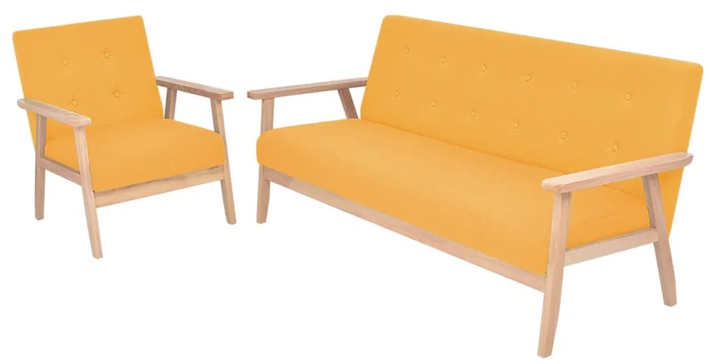 vidaXL Set de canapele 2 piese, textil, galben