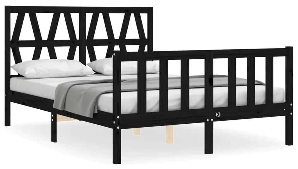 3192490 vidaXL Cadru de pat cu tăblie, negru, 120x200 cm, lemn masiv