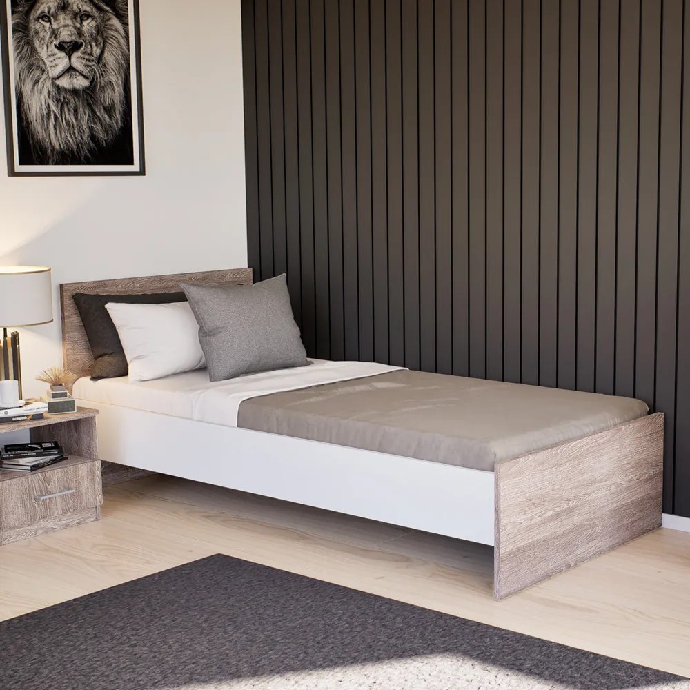 Pat single Miami 90x200 cm stejar York-alb