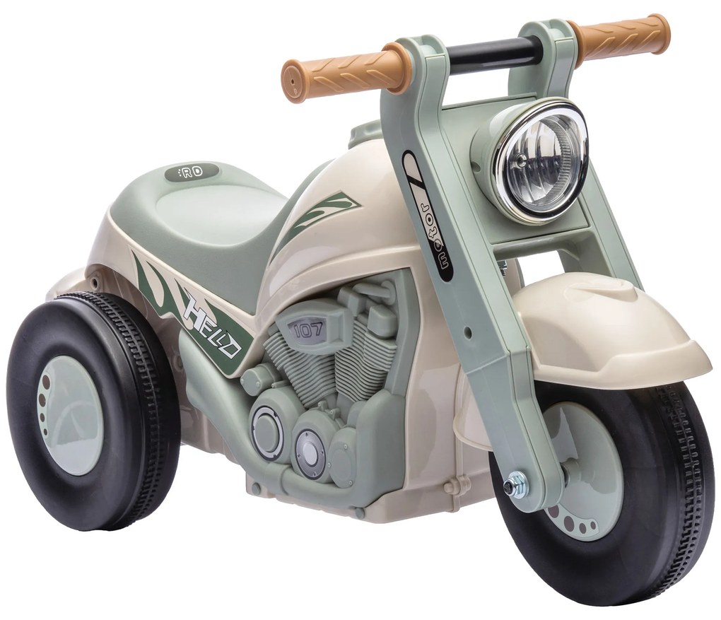 AIYAPLAY Vehicul de alunecare, Design de motocicletă, Muzică și Bule, pentru 2-5 ani, Cream White | Aosom Romania