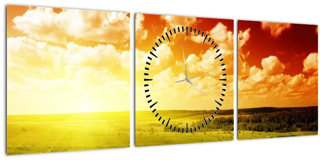 Tablou cu furtuna de vară (cu ceas) (90x30 cm)