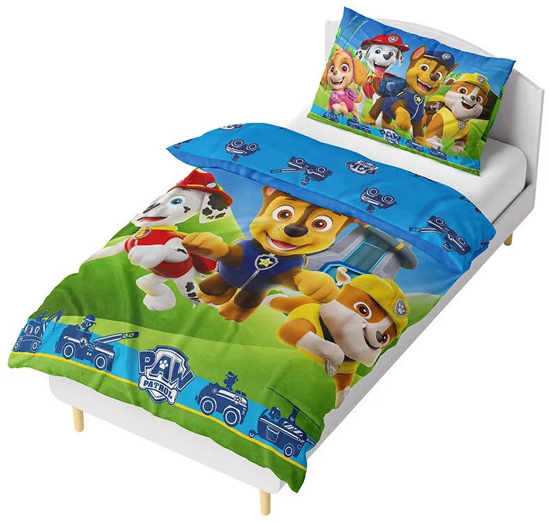 Carbotex Lenjerie de pat din microfibră Paw PatrolRunning to the Rescue, 140 x 200 cm, 70 x 90 cm