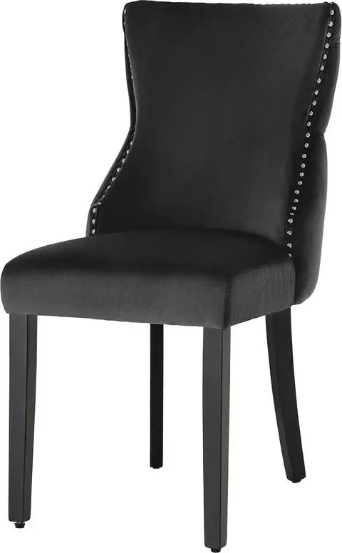 Set 2 scaune Stil Baroc, Catifea, Lemn, Negru, CASTLE DELUXE