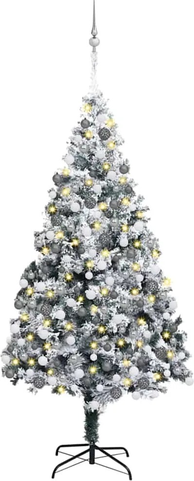 vidaXL Brad de Crăciun artificial Alb 180 cm PVC și Oțel și Plastic