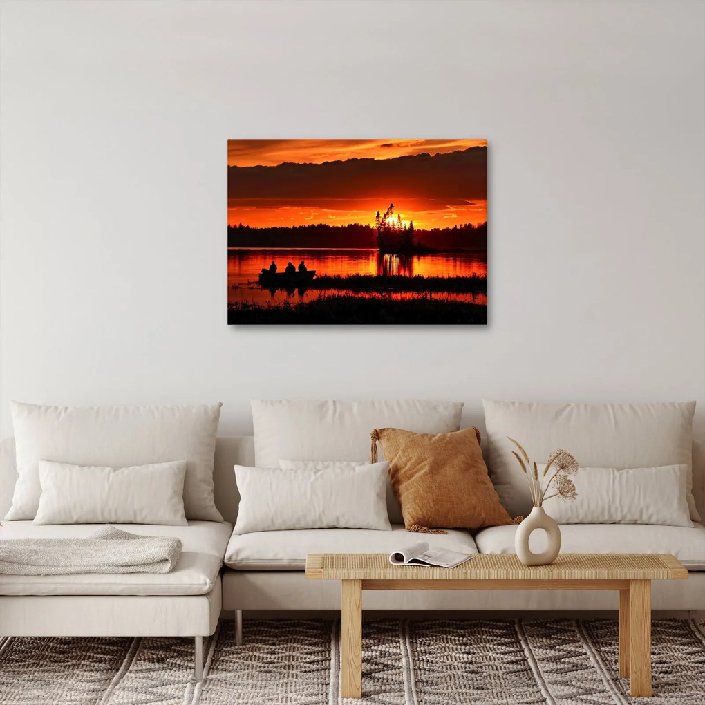 Tablou - Pescari pe lac (70x50 cm)