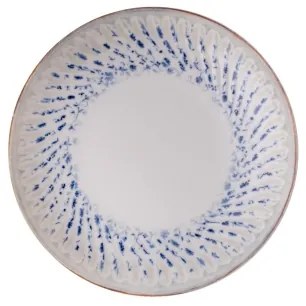 Set de veselă, 24 piese, porțelan, albastru/bej