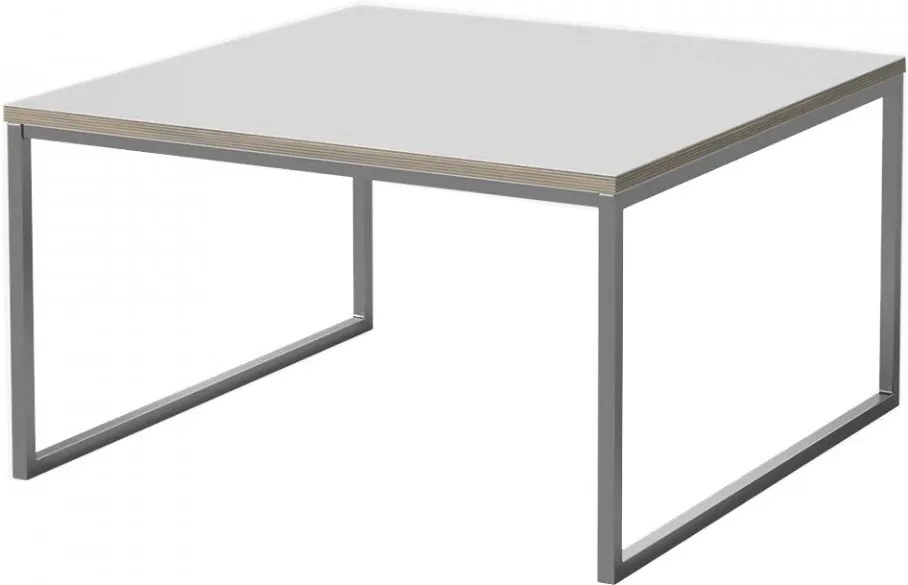 Masuta alba/argintie din lemn si inox pentru cafea 60x60 cm Como Bolia