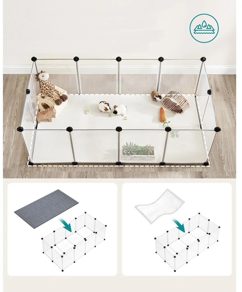 SongmicsHome Țarc pentru animale mici din plastic transparent BEN, 125x63x42 cm, transparent