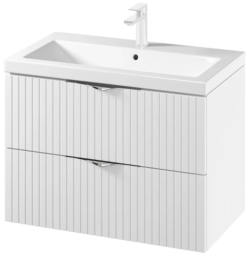 Set dulap baie suspendat 2 sertare lavoar inclus, 80 cm, alb mat, MDF, Cersanit Tirso 800x450 mm, Alb mat