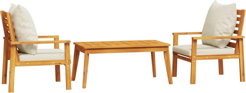 vidaXL Set mobilier de grădină cu perne, 3 piese, lemn masiv acacia