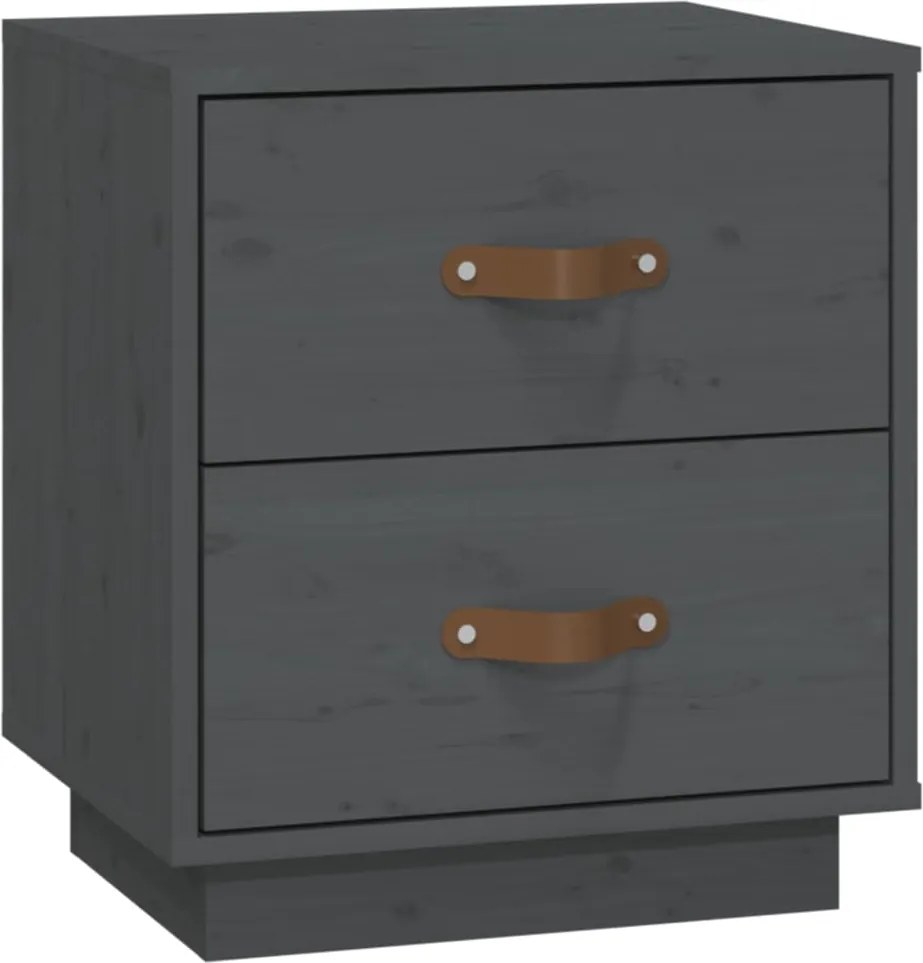 vidaXL Noptieră, gri, 40x34x45 cm, lemn masiv de pin