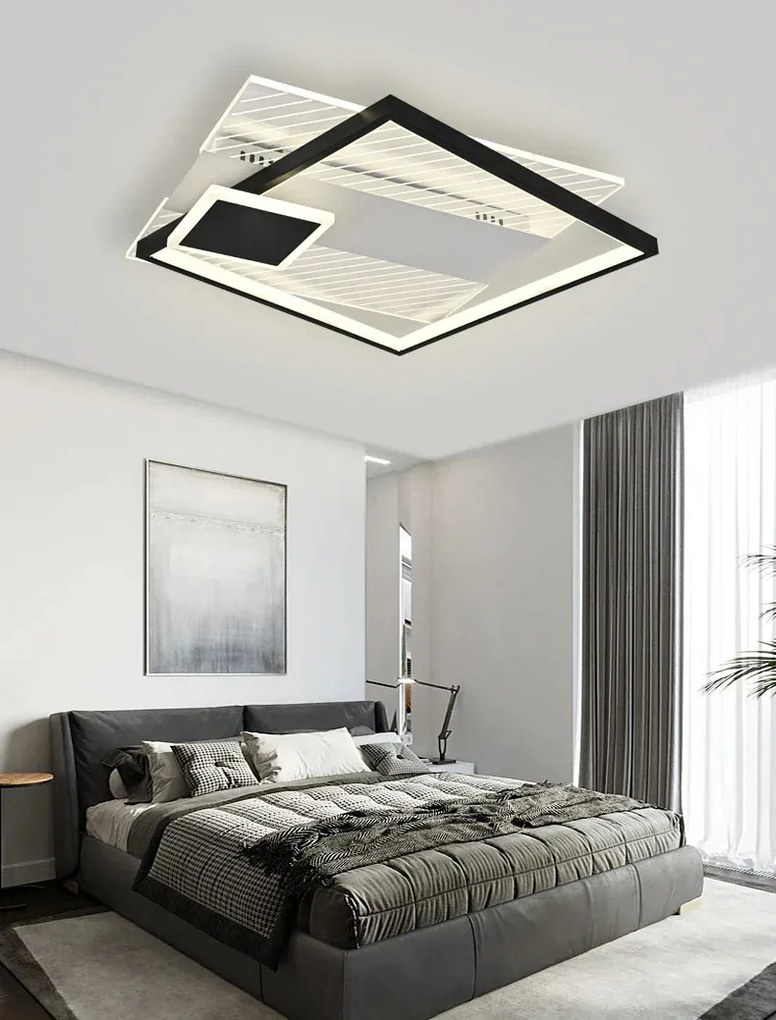 Lustra LED Cu Telecomanda, Elit's Esn R9051 S, 104W, Negru Alb