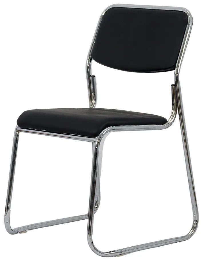 Scaun de așteptare HRC 604 negru din piele ecologică suprapozabil