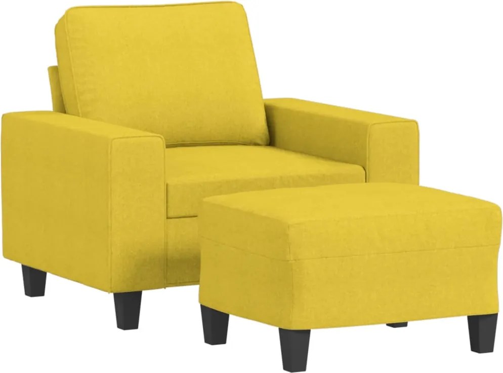 vidaXL Fotoliu canapea cu taburet, galben deschis, 60 cm, textil
