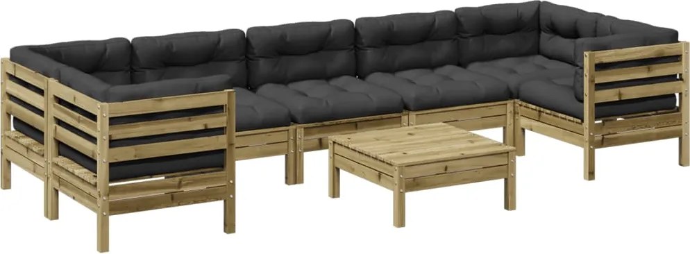 vidaXL Set canapea de grădină cu perne, 8 piese, lemn de pin tratat