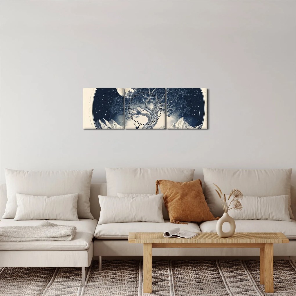 Tablou – Arbore magic cu cerb I. (cu ceas) (90x30 cm)
