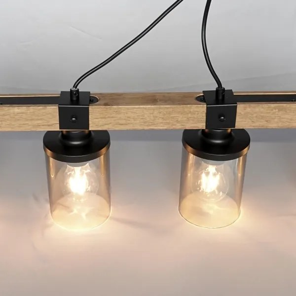 Brilagi - Lustră suspendată pe cablu VISTA 4xE27/60W/230V stejar