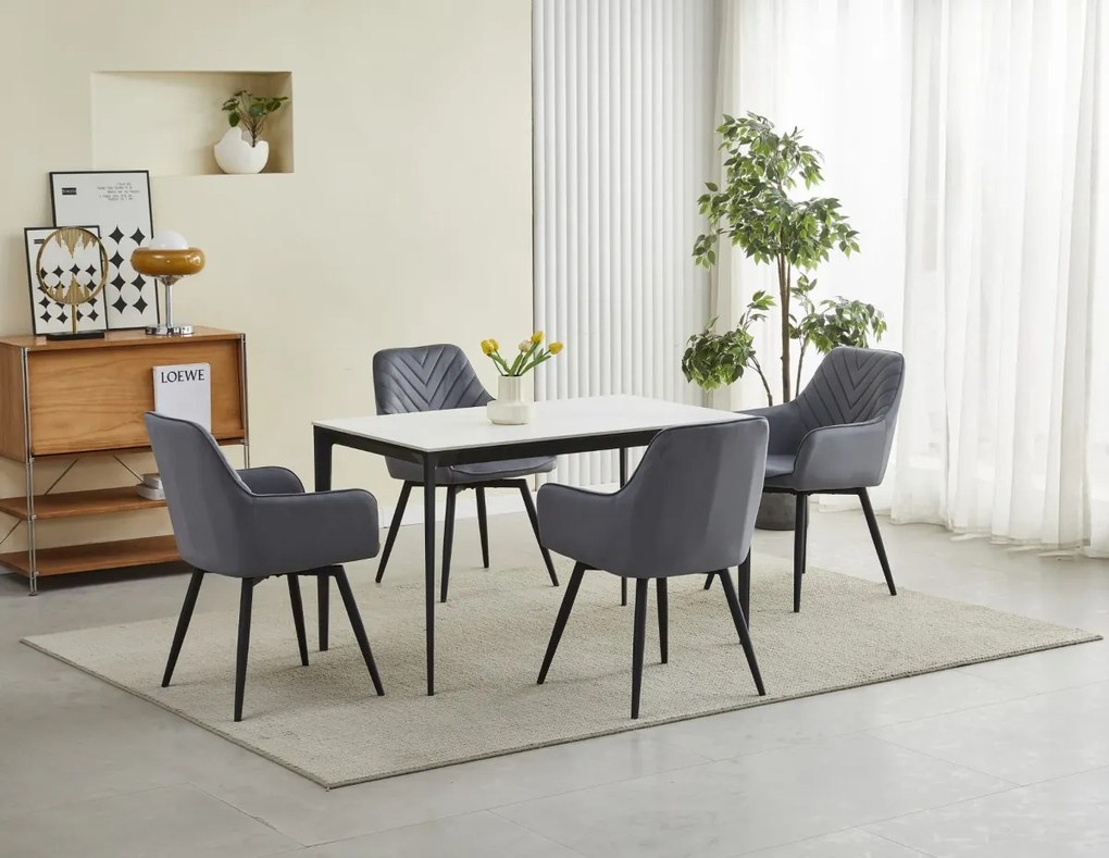 Scaun de masa rotativ NANA360 VELVET, gri inchis
