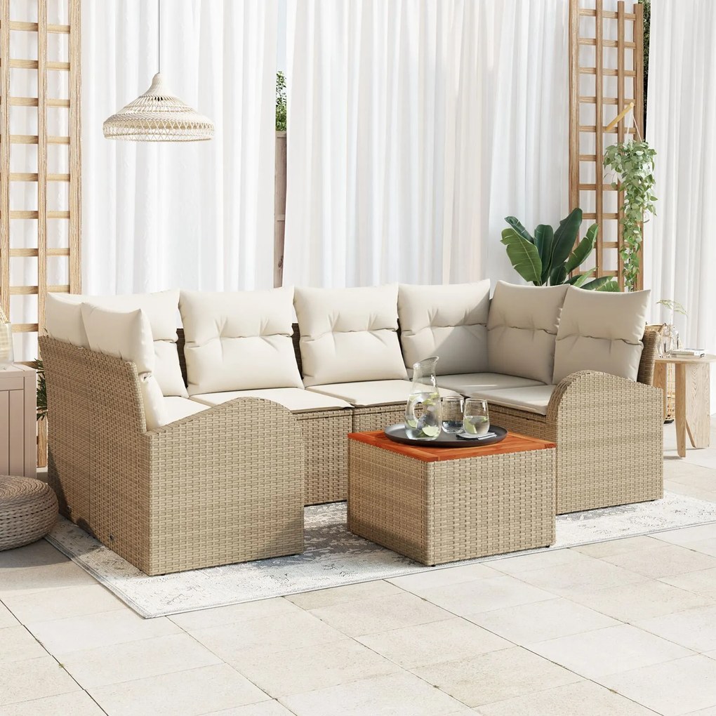 vidaXL Set canapea grădină cu perne bej din ratan sintetic acacia