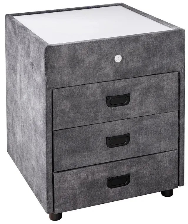 Noptiera cu iluminat LED PARIS 55cm catifea gri