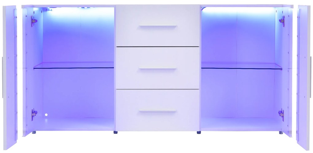 Comodă modernă cu lumini LED multicolore, Alb | Aosom Romania
