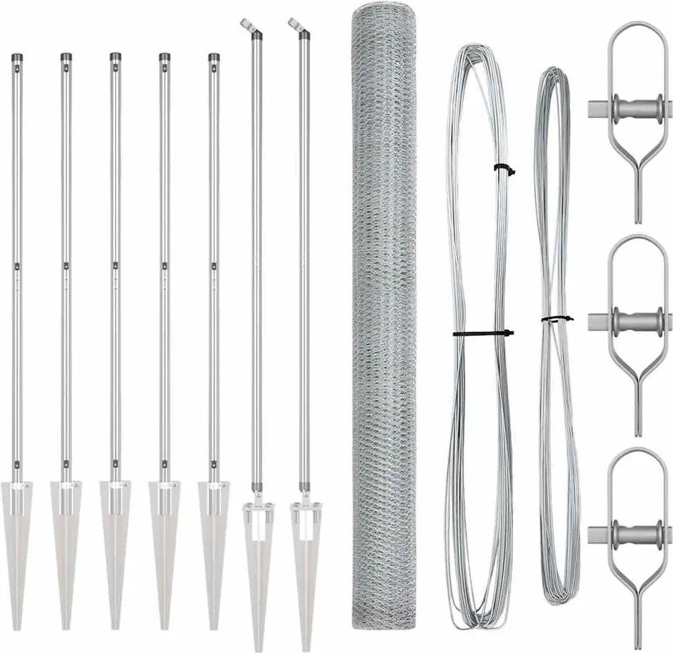 vidaXL Stâlp de gard. Argintiu 10 x 1,5 m (plasă de 13 mm) Oțel