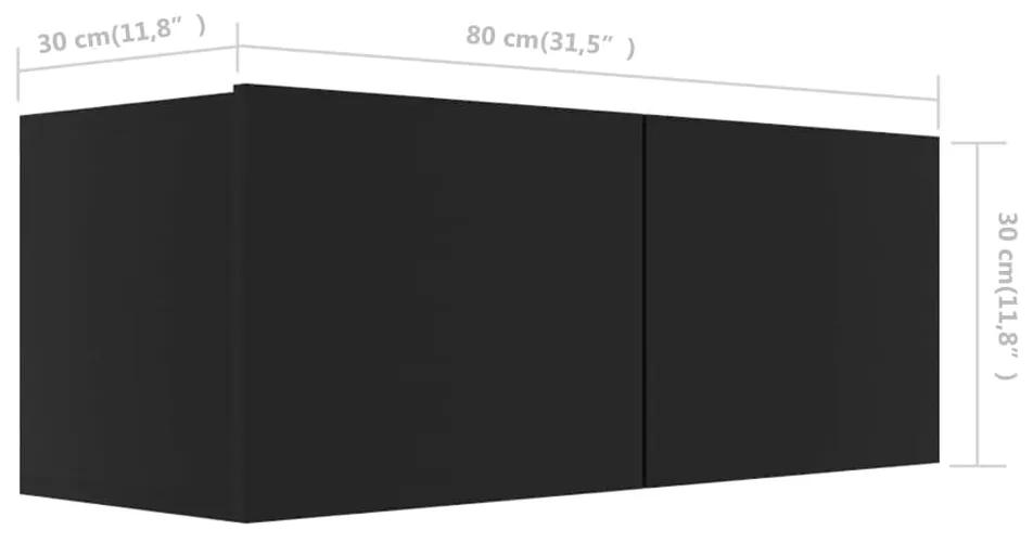 Set dulap TV, 7 piese, negru, PAL 1, Negru, 80 x 30 x 30 cm