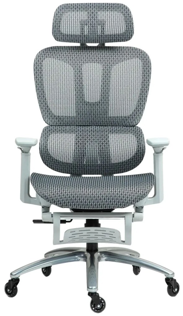 RESIGILAT- METACHAIR Scaun ergonomic, cotiere 3D, suport picioare, Full Mesh, Gri