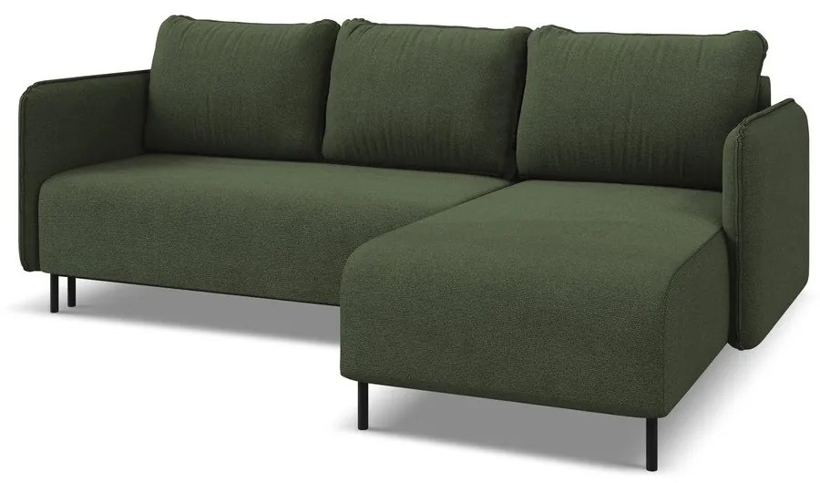 Colțar verde extensibil/cu spațiu de depozitare (cu colț pe partea dreaptă) Luana – Makamii