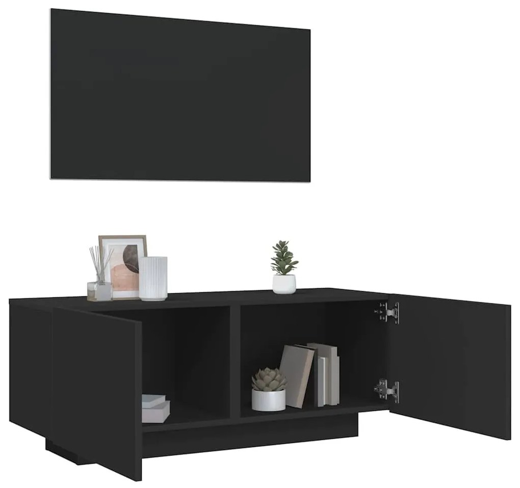 vidaXL Comodă TV, negru, 100x35x40 cm, lemn prelucrat