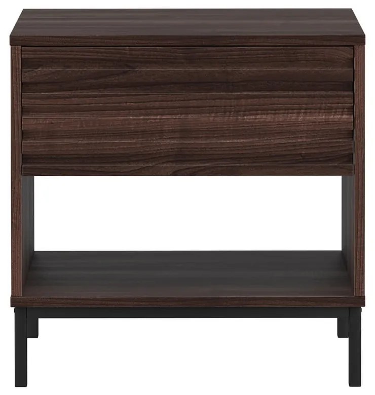 Noptieră maro închis cu blat cu aspect de lemn de nuc Celine – Støraa