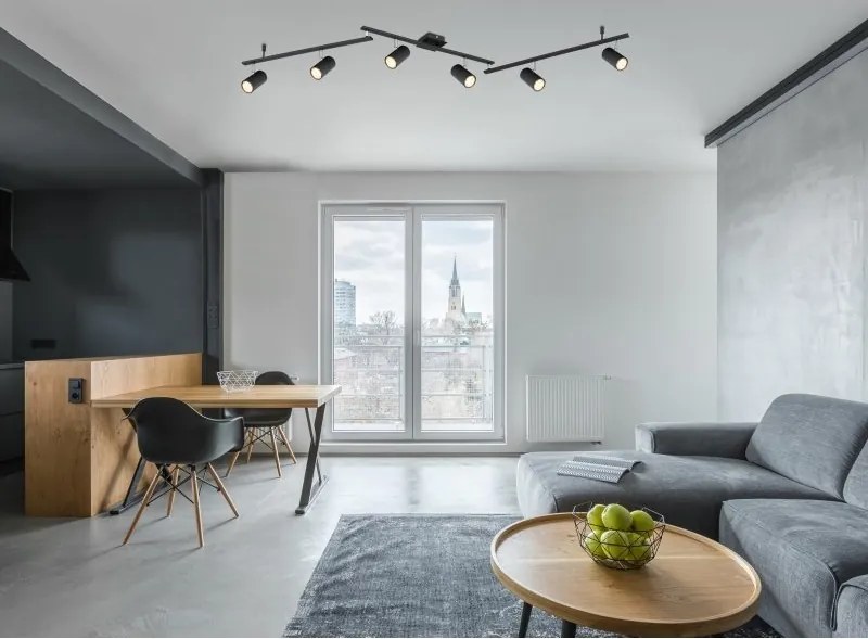 Lustra cu 6 spoturi directionabile design modern ROBBY negru mat