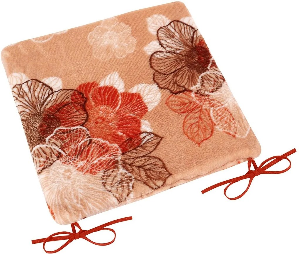 Bellatex Pernă scaun Korall model floral portocalie, 40 x 40 cm