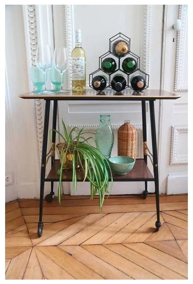 Suport metalic pentru sticle de vin Compactor, negru