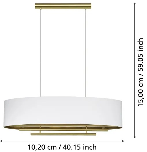 Lustră pe cablu Eglo 390182 PINETARA 4xE27/40W/230V alb/auriu