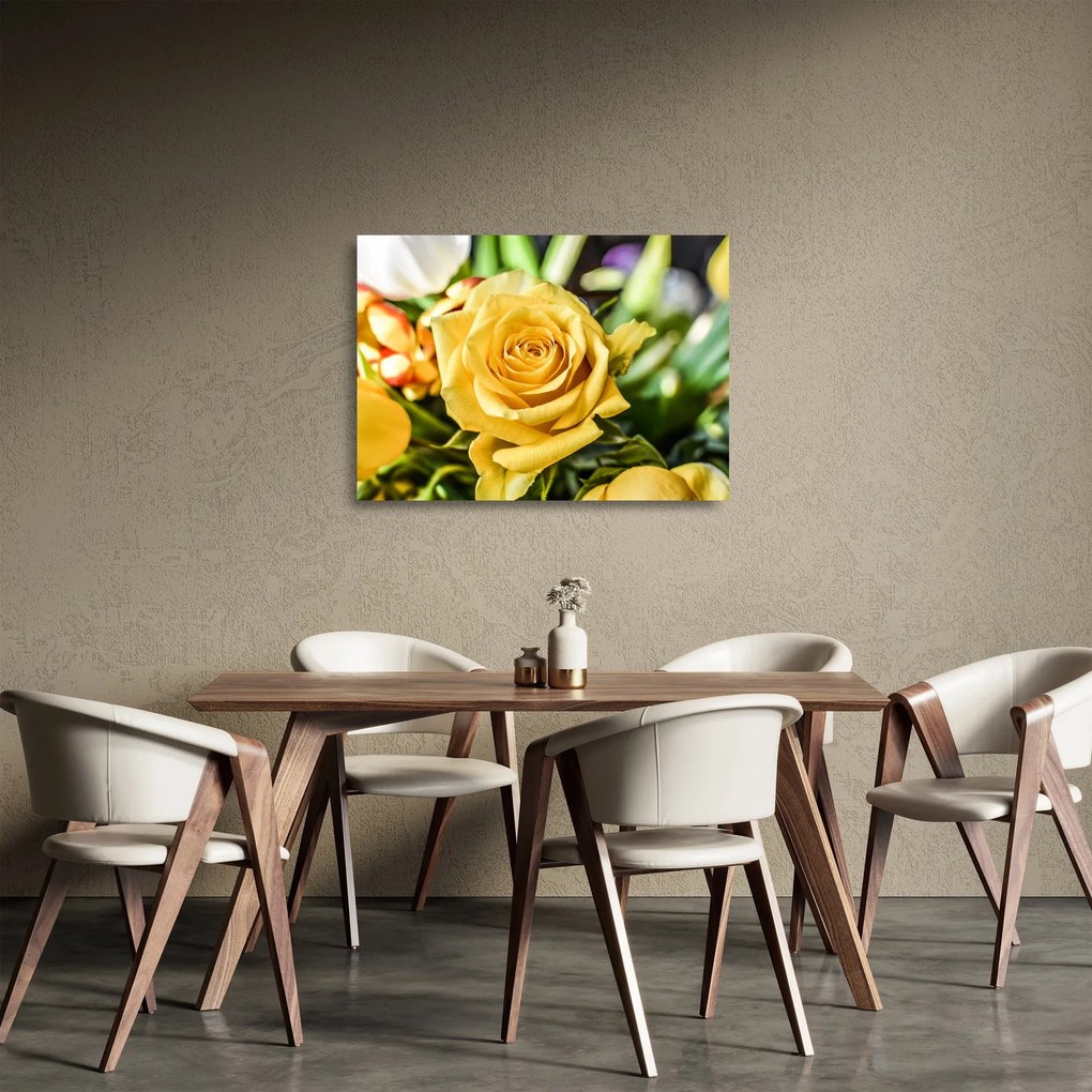 Tablou pe sticlă cu trandafir (70x50 cm)