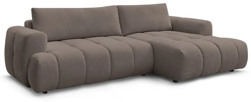 Colțar taupe extensibil/cu spațiu de depozitare (cu colț pe partea dreaptă/cu șezlong) Fuji – Bobochic Paris