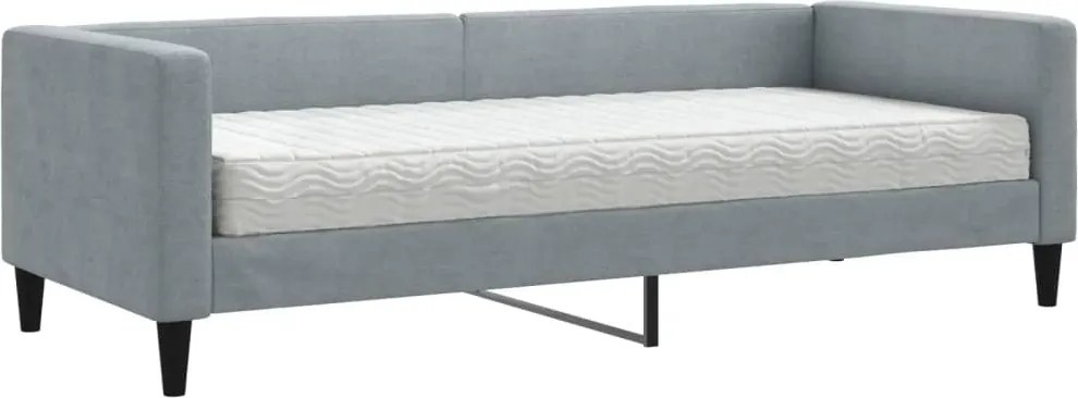 vidaXL Pat de zi cu saltea, gri deschis, 80x200 cm, textil