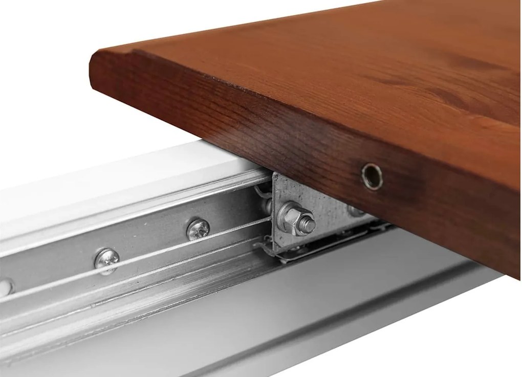 Set lemn masiv nuc Dining Linea 6 Scaune și Masă Extensibilă Alb-