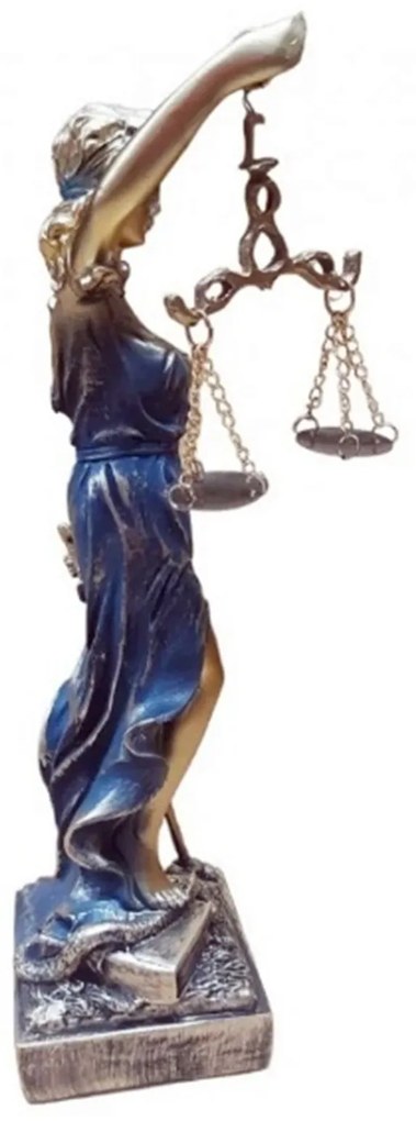 Statueta Zeita Justitiei THEMIS, Albastru  Auriu, 35cm