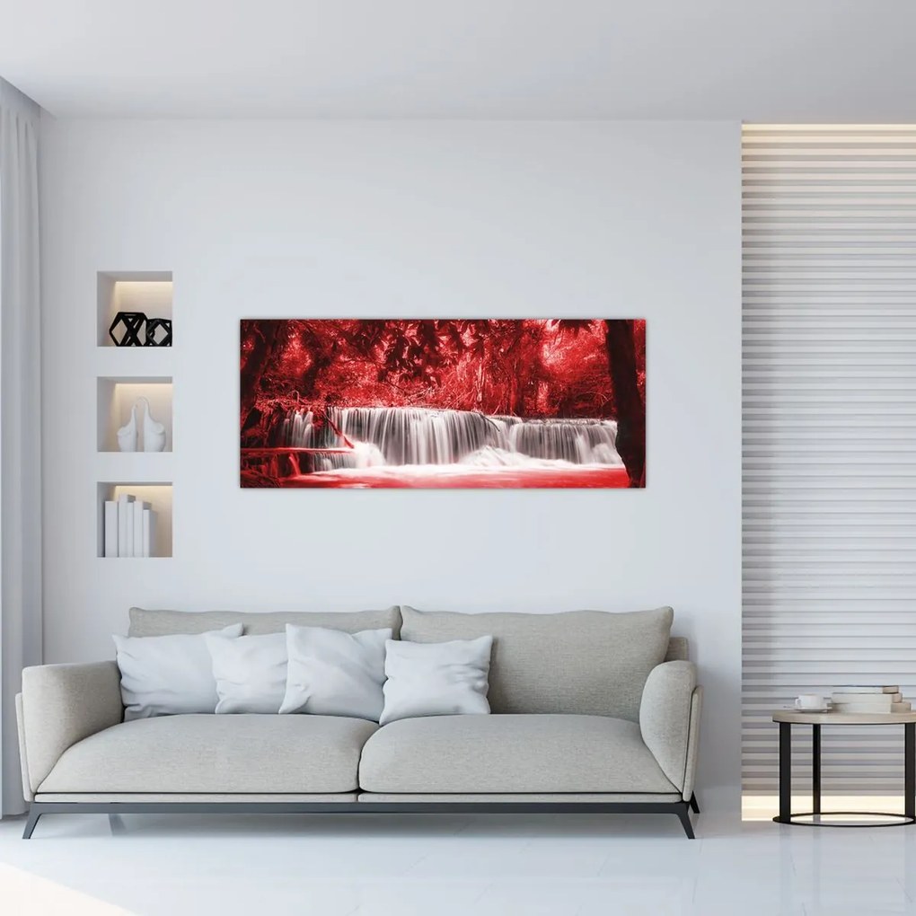 Tablou - Cascadă, roșu (120x50 cm)