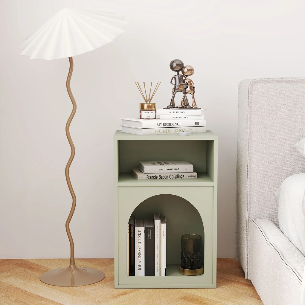 HOMCOM Lot de 2 mese de noapte, masă de noapte cu compartimente deschise, design aranjat, 40 x 30 x 60 cm, verde deschis | Aosom Romania