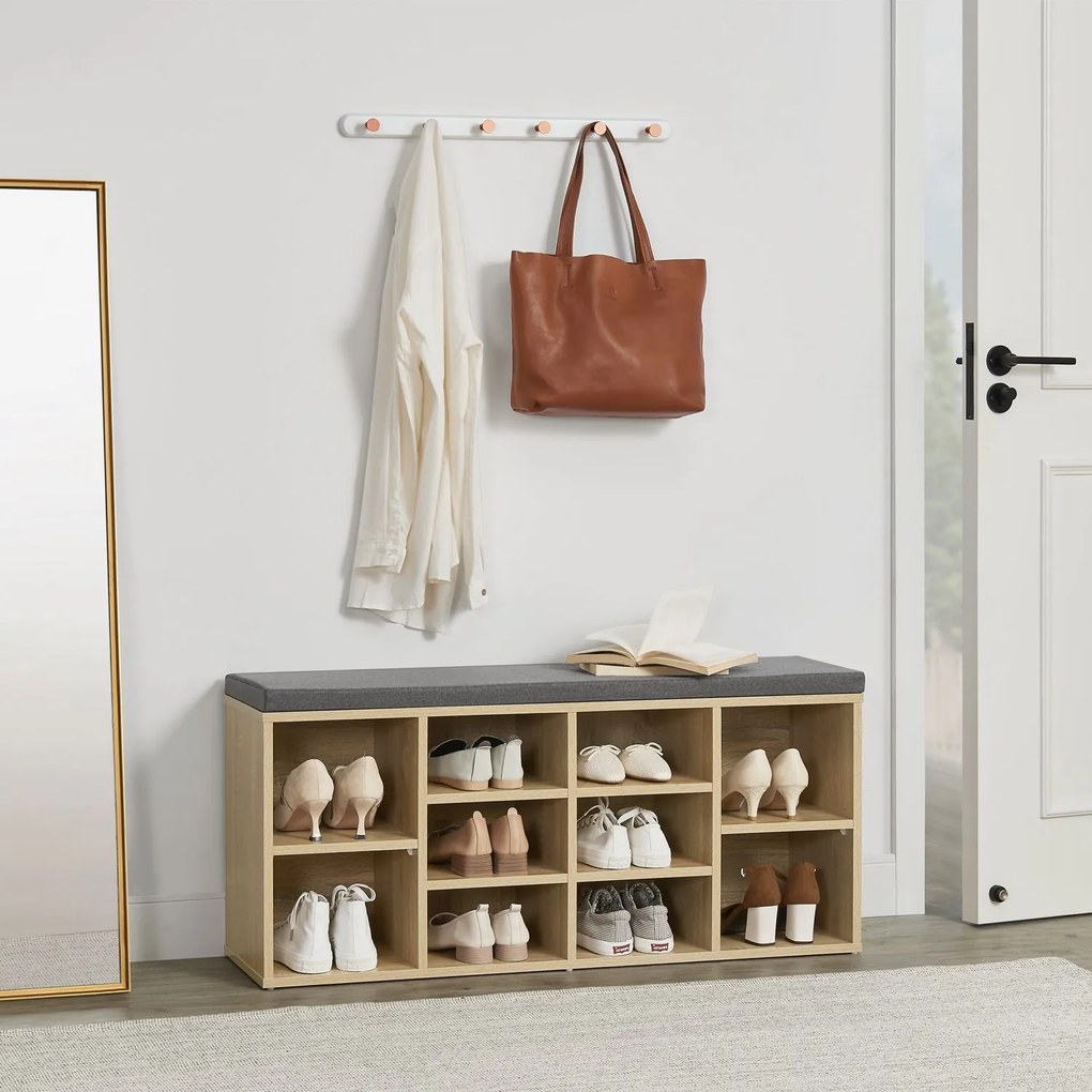 Suport pantofi cu captuseala 104 x 30 x 48 cm aspect lemn