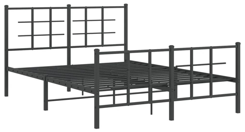 355580 vidaXL Cadru pat metalic cu tăblie de cap/picioare, negru, 140x200 cm