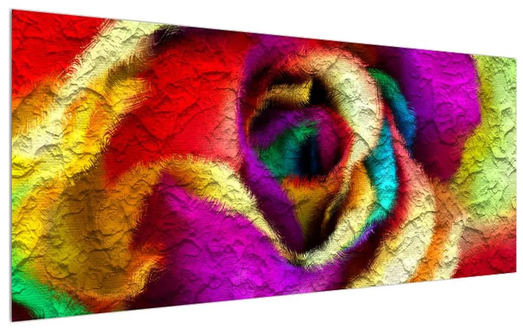 Tablou colorat cu trandafirul abstract (120x50 cm), în 40 de alte dimensiuni noi