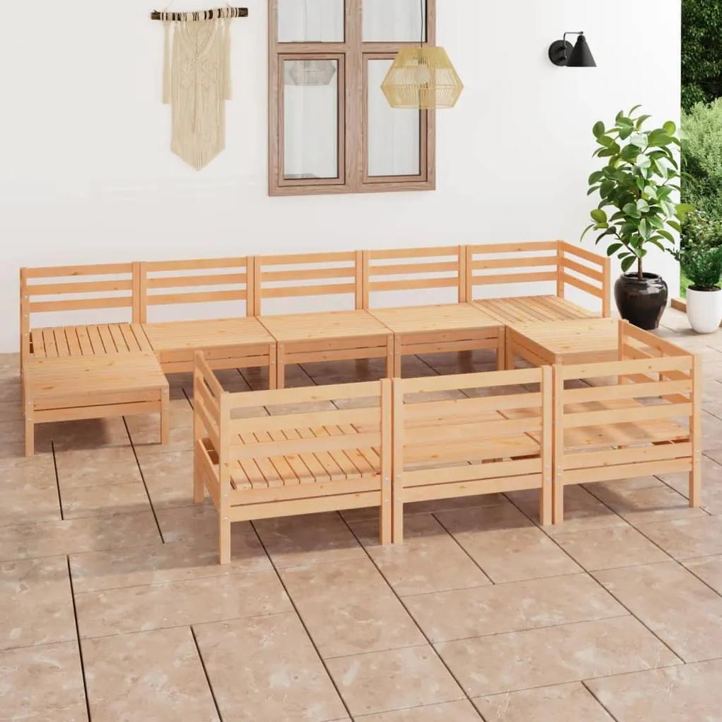 3083384 vidaXL Set mobilier de grădină, 10 piese, lemn masiv de pin